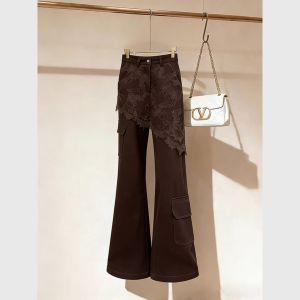 Trendy 2026 New Brown Bell Bottom Work Pants