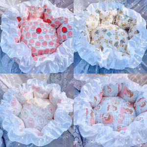 New Arrival Petals round Nest Cat Princess Bed Mat Detachable Schnauzer Teddy York Fairy Floating Kennel