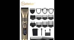 Hatteker Electric Hair Clipper Set Ceramic Blade Hair Trimmer for Men Charging Base Hair Cutting Machine with LED Display