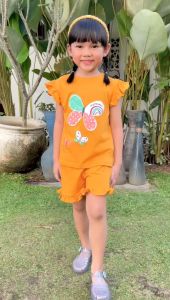 Setelan Anak Cewek Amena Lucuna Warna Kunyit Size 1-5 tahun