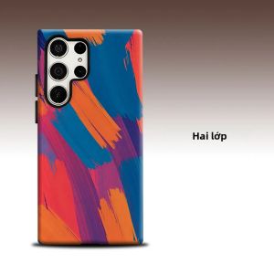 Ốp Lưng Bảo Vệ Toàn Diện Thời Trang Cao Cấp Orange Blue Brushstroke Dành Cho Samsung Galaxy S26 S25 S24 A56 A36 Hai Lớp Chống Sốc Chống Trượt Chất Liệu TPU+PC
