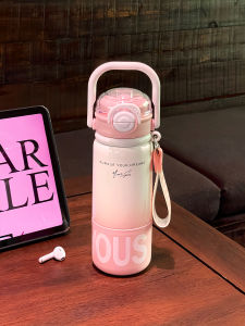 Cốc Thép Không Gỉ Đựng Nước Có Nắp Đậy Hình Chữ Nhật Màu Khối Di Chuyển Cho Phụ Nữ Cốc Đựng Nước Có Tay Cầm Cốc Đựng Nước Có Van Nạp