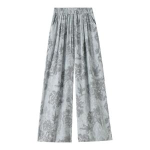 La Chapelle | Quần Dài Chân Rộng In Họa Tiết Vintage Cotton Gai Mùa Hè Siêu Nhẹ