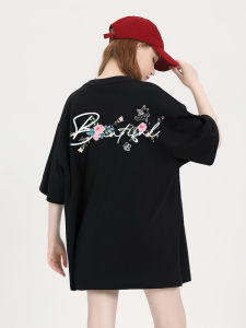 OIOY Pure Cotton Short Sleeve T-Shirt Womens Loose Fit Summer Top Small Design Sensation Moisture Wicking Printed Casual Wear