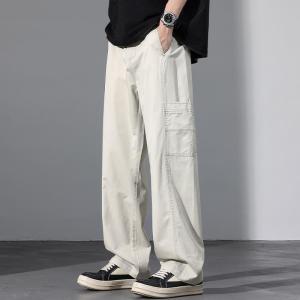 Quần Dài Nam Ống Đứng Màu Đen Cotton Nguyên Chất Rộng Rãi Đa Năng Thời Trang Xuân Hè Mới Quần Dài Thường Ngày Thoải Mái