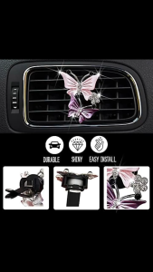 Rotating Butterfly Car Air Conditioner Freshener Pewangi | Odor Removal Universal Vent Clip Car Accessory