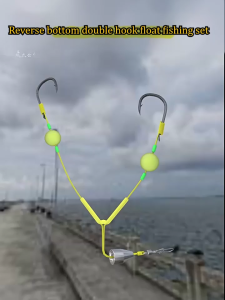 CnaBpc 1Pc Double Hook Fishing Hair Rigs Hook Reverse Bottom Line Suspension Carp Fishing Hook Ready Made Anti Bottom Carp Rigs