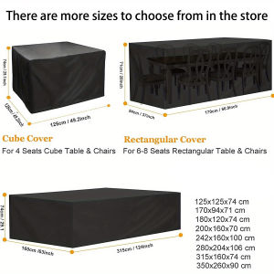 Multi-size Large Rectangular Table Cover Durable Garden Furniture Protective Cover UV Protection Suitable for Outdoor Use