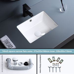 DOSC Square Ceramic Sink Flat Bottom Embedded Undermount Bathroom Furniture Face Washing Basin Home Use Kitchen Sink