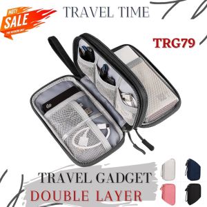 TAS GADGET DOUBLE LAYER ORGANIZER POUCH CANVAS KABEL HP POWERBANK WATERPROOF - TRG79