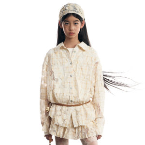 LOVESASAKIDS | Butter Waffle Texture Lace Reversible Frayed Shirt
