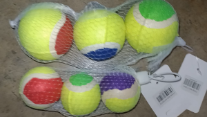 3pcs in pouch Tennis Ball Dog Chew Fetch Ball - Pet Lightweight Mini Tennis Ball with Paws Design