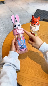 Zootopia Judy Nick Boys Girls High-Appearance Cute Summer Students School Special Straw Plastic Suction