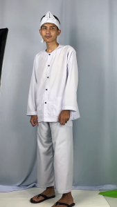 Baju setelan pangsi salontreng putih tradisional ukuran S M L XL