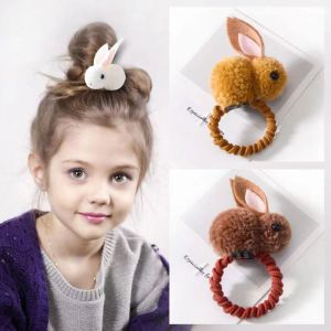 2Pcs Children Plush Rabbit Hair Clip Accessories Lovely Soft Hairball Bunny Hair Clips Headwear Ornaments Gifts for Cute Girls