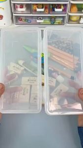 1/2PCS Transparent Black Storage Box Large-Capacity Storage Box Office Supplies Storage Box Packaging Pencil Storage Rganizer
