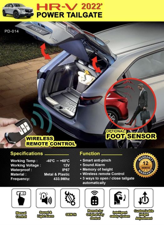 Honda Hrv 2022 2023 2024 rear tail gate power boot foot kick sensor