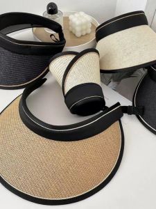 Mũ Rơm Chống Tia UV Có Thể Gập Lại Ngoài Trời Mùa Hè 2024 Mới Cho Nữ Mũ Chống Nắng Che Phủ Bằng Cao Su Đen Mới Cho Nữ