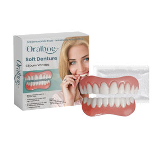 OUHOE | Soft Denture Silicone Kit Temporary Tooth Upper Lower Veneers Denture Decoration Set Fake Teeth Veneers Smile Correction Kit