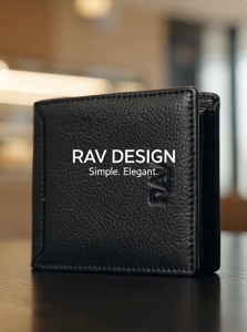 RAV DESIGN Mens RFID Short Wallet No Hole / Genuine Leather / Black / RVW811G1