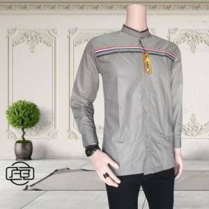 Baju Koko Garis Dada KEMEJA KOKO ABU PITA BAJU KOKO PANJANG PRIA MUSLIM SERAGAM HADROH AZZAHIR GUS AZMI KEMEJA KOKO DISTRO TERMURAH BAJU KOKO ANAK LAKI-LAKI EL RUMI WARNA TERBARU KOKO HILWA SERAGAM MAJELIS TAKHLIM MARAWIS SANTRI PONDOK KEMEJA KOKO SANTRI