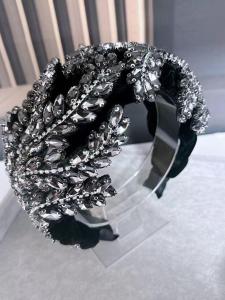 Jinling Handmade Fashionable Super Wide Sparkling Full Diamond Glowing Hairband Elegant High End Hair Accessories
