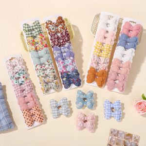 BABY BOWS 10Pcs/lot Candy Colorful Bowknot High Quality Cotton Printed Hair Clip Girls Kids Bangs Hairgripes Accessories