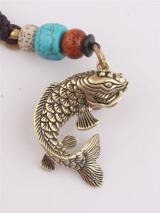 Carp Yue Longmen Pure Brass Keychain Kids Student Gift Toy Exam Mens and Womens Car Necklace Pendant