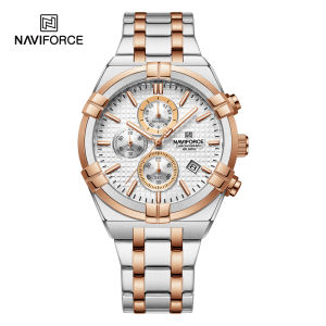 Naviforce Đồng hồ thạch anh Cho Nam Giới Chronograph Bán Ban Đầu Không Thấm Nước Giản Dị Đồng hồ đeo tay doanh nhân lịch dạ quang Hiển Thị Dây đeo bằng thép không gỉ đồng hồ thời trang Nf8042