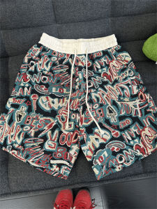 Quần Short Graffiti Hawaii Phong Cách Dân Tộc Mùa Hè Quần Thể Thao Cổ Điển Mỹ Quần Đi Biển Năm Điểm Quần Dài Năm Điểm