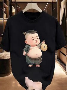 Áo Thun Cotton Tay Ngắn Mùa Hè Phong Cách Mỹ Dáng Rộng Cổ Tròn in Họa Tiết Sáng Tạo Đa Năng Thời Trang Thường Ngày