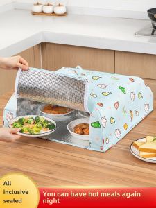 Foldable Kitchen Table Cover Food Waste Dustproof Cover ness Preservation Home Use Dining Table Protector Nordic Style