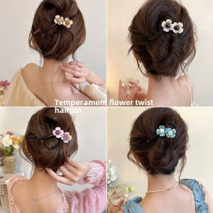Retro Dignified Flowers Bobby Pin Female 2024 New Arrival Back Head Updo Hair Claw Twist Clip Hairware Hairpin