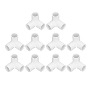 10PCS 3 Way Pipe Fittings PVC Plastic Right Angle Tee Corner Connector 20mm Inner Diameter Plastic Tee Fittings