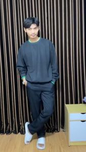 Sweater Polos Pria Lengan Panjang Distro Motif Print Basic Sweater Crewneck hoodie fleece sweatshirt YL23