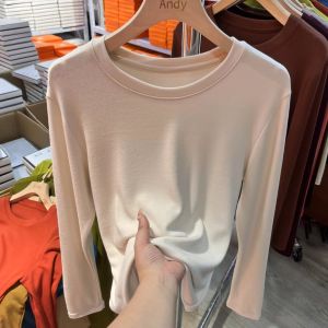 Meiyabi Wool Cashmere Heating Clothes round Neck Bottoming Shirt Womens Autumn and Winter Inner Wear Long Sleeve T-shirt Silm Half Turtleneck