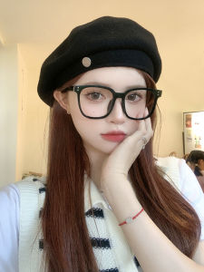 Black Woolen Beret Hat Womens Autumn Winter New Korean Style Octagonal Bud Hat Warm Artist Hat Fashionable Casual Style