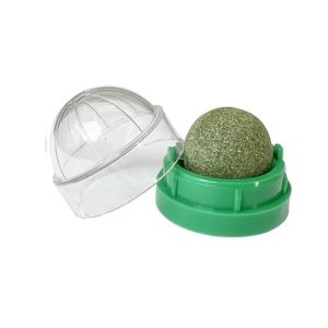 Rotating Catnip Ball Cat Toy Wall-Mounted Self-Playing Cat Teaser Boredom Relief Molar Biscuit Licking Toy Interactive Supplies