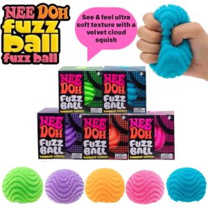 Schylling | Nee Doh Waves Fuzz Ball Soft Textured Sensory Squeeze Ball Stress Relief Fidget Toy Anxiety Relief Hand Ball for Adults Kids