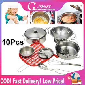 Stainless Steel Cookware with 10 Pieces Cooking Utensils Pots Plate Egg Separator Table Lines and Other Accessory Stainless-Cookware-Toys