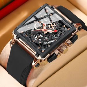 Crrju Người Đàn Ông Của bấm giờ dành cho chơi thể thao đồng hồ đeo tay Cho Nam Giới Quân Đội Dây đeo Silicon Vuông Thạch Anh Đồng hồ bấm giờ Đồng Hồ