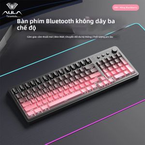 AULA | Bàn Phím Cơ Không Dây Ba Chế Độ Aula S3187 87 Phím Kết Nối Bluetooth/có Dây Chuột 24g Dành Cho Máy Tính Để Bàn/máy Tính Xách Tay Chơi Game/văn Phòng Màu Hồng