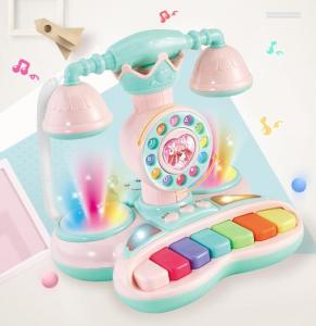 Baby Cell Phone Toy Cartoon Airplane Toys for Learning and Play Early Education Simulation Fixed Phone with Multifunctional Music Story Educational toy Piano Lighting gift for 0-1 Year Old