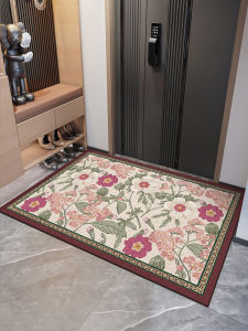 American Style High-End Door Mat Entrance Hallway Rug Cutable Indoor Outdoor Mat PVC Material Plant Floral Pattern Dustproof