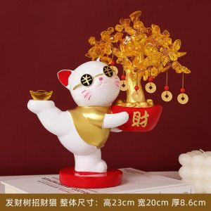 📣Creative Lucky cat tray desktop living room modern Wangzhai home decorations door key storage ornaments/创意招财猫托盘桌面客厅现代旺宅家居装饰品进门钥匙收纳摆件