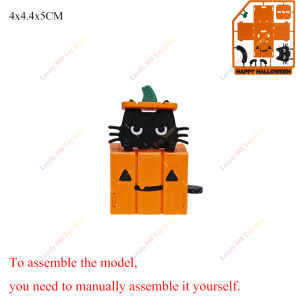 Halloween Pumpkin Cat DIY Assembly Model Toys 3D Printed Desktop Ornament Cute Pumpkin Cat Halloween Home Decoration Kids Gifts