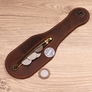 Boston Handmade Genuine Top Layer Cowhide Leather Coin Purse Money Bag Self Defense Tool for Men Retro Vintage Leather Wallet