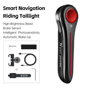 West Biking | WEST BIKING Smart Bike Tail Light High-Brightness Brake Sensor Cycling Taillight IPX6 Anti-Glare 6 Modes Auto Wake-Up Bike Light