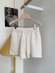 Korean Style Thickened Woolen Knitted Drawstring Elastic Waist Shorts Womens Casual High Waist Short Pants All-Match Loose Fit