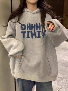 SHUQINGLAI | Áo Hoodie Rộng Kiểu Hàn Quốc Cổ Điển Có Lót
